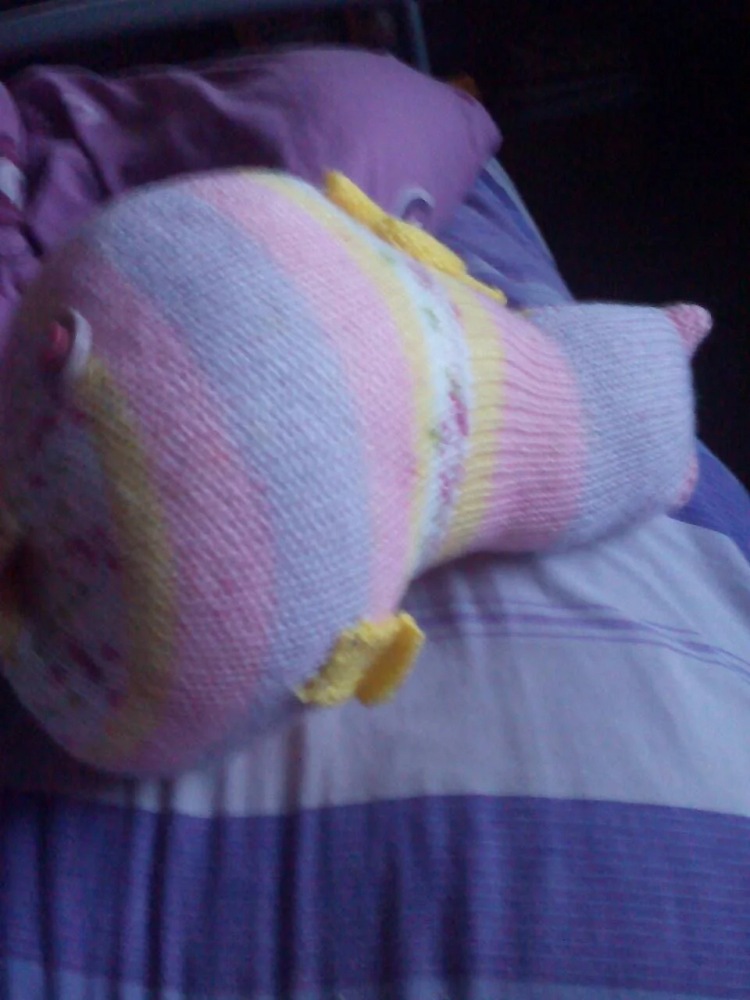 Pink and Yellow Floral Patterned Giant Fish Knitted Soft Toy