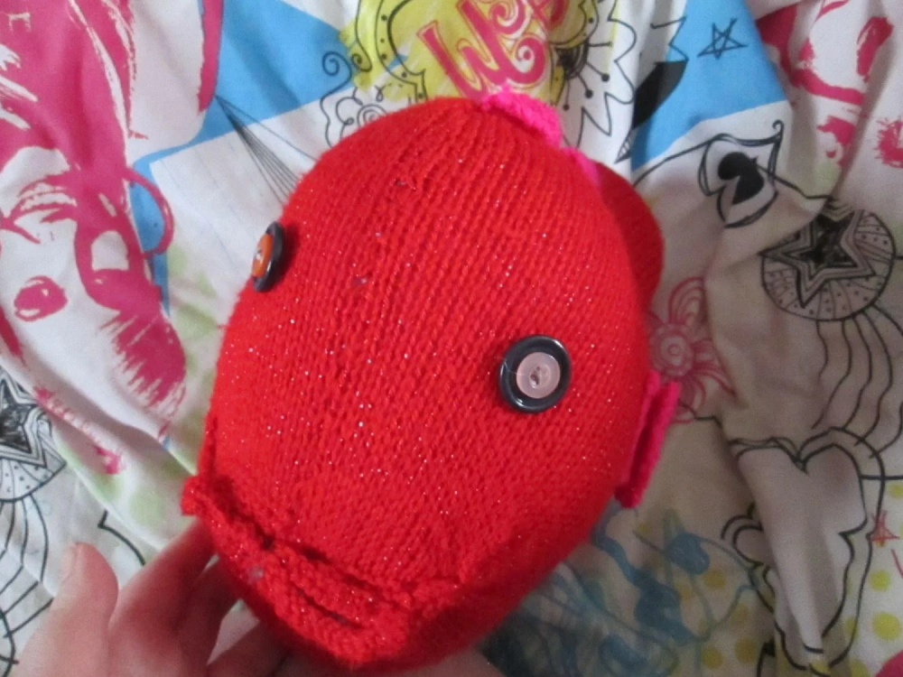 Glittery Red Giant Fish Knitted Soft Toy