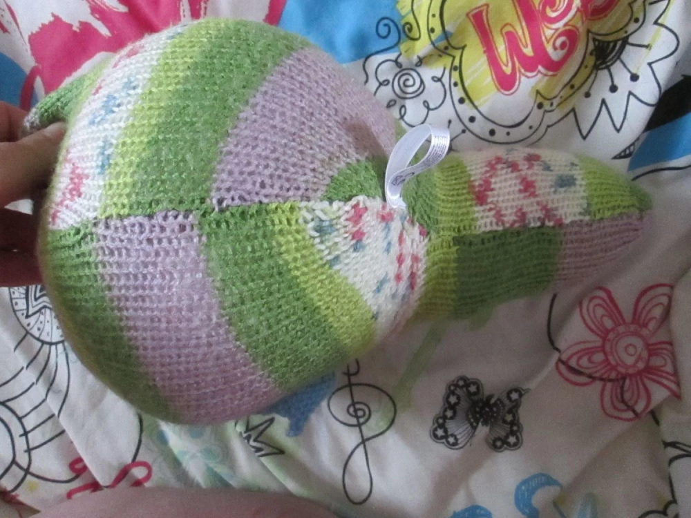 Green Floral Patterned Giant Fish Knitted Soft Toy