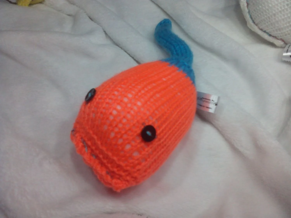 Vibrant Orange with Blue Tail End with Black Eyes Midi Meeser