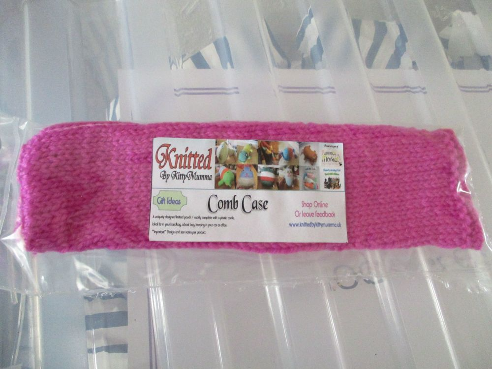 Purple-ish Pink Knitted Comb Case with Comb - Knitted By KittyMumma