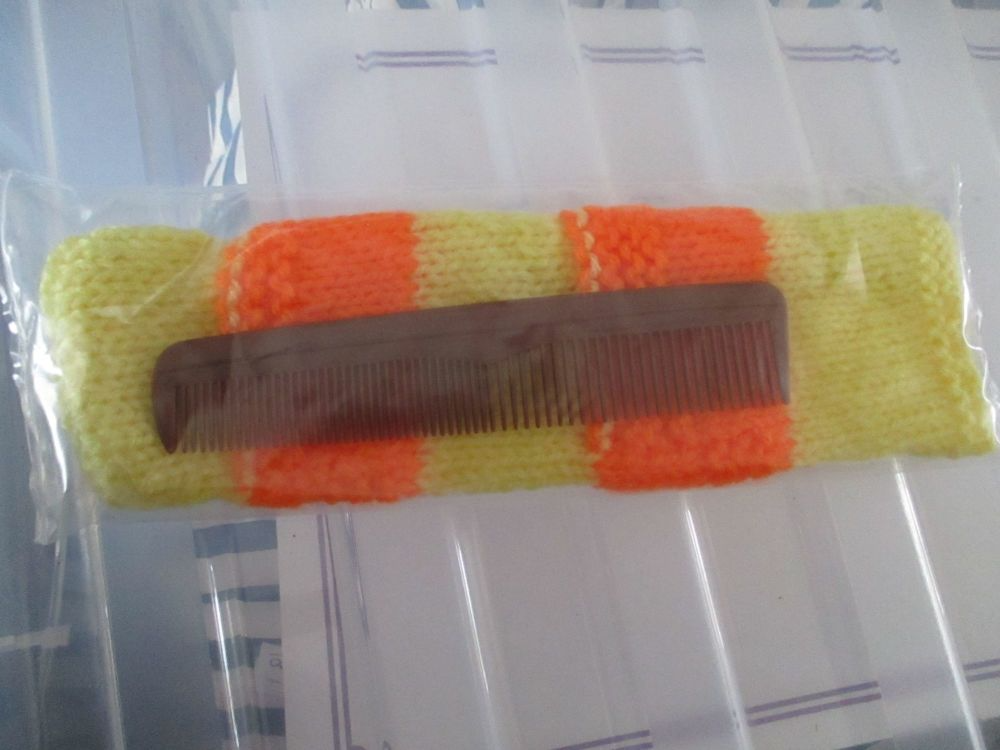 Yellow & Orange Knitted Comb Case with Comb - Knitted By KittyMumma