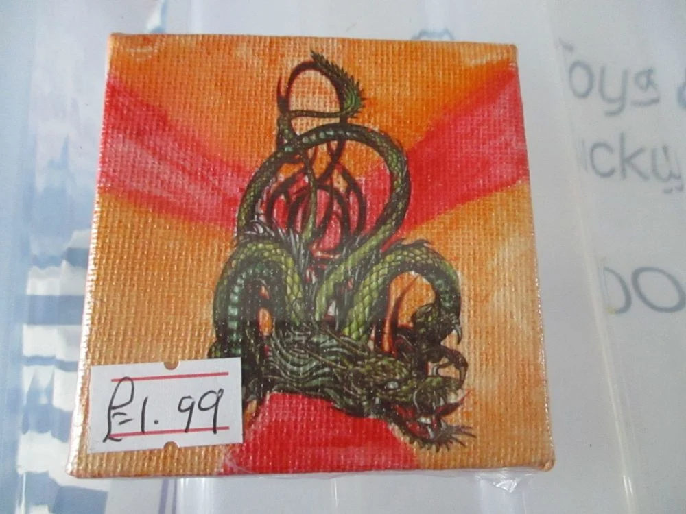 Dragon on Red / Orange - 7cm Box Frame Canvas - JGPaws