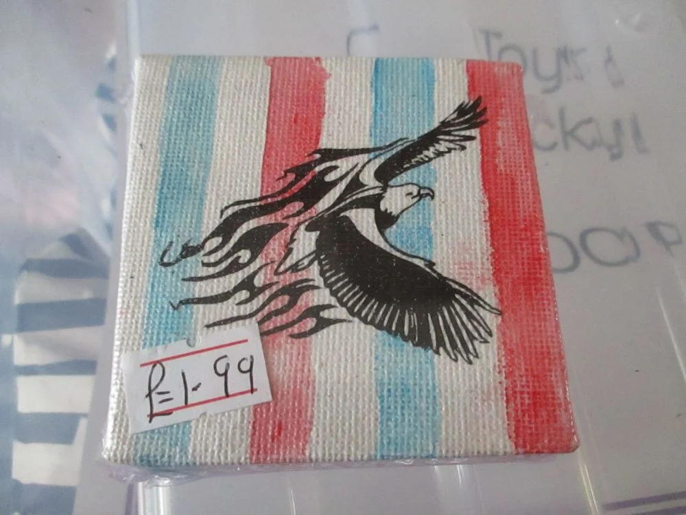 Eagle on Red White Blue - 7cm Box Frame Canvas - JGPaws