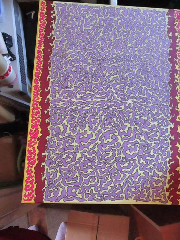 Inverted Gradient - Yellow Burgundy Lime Pink Purple - 46x60cm Box Frame Canvas - JGPaws