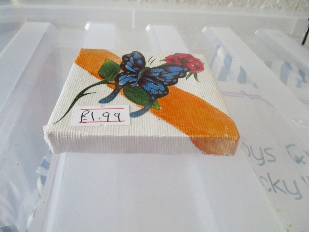 Rose Butterfly on Orange Dash - 7cm Box Frame Canvas - JGPaws
