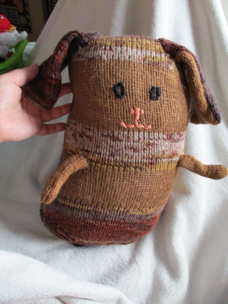 Brown Mottled Giant Dog Soft Toy - Embroidered Black Eyes