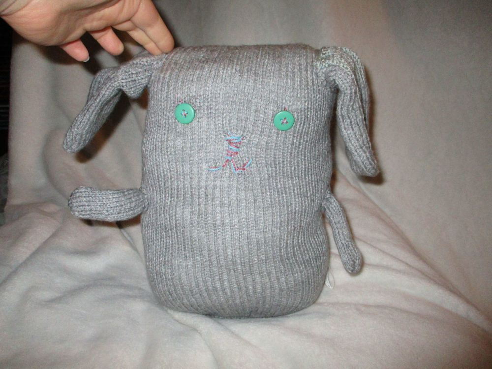 Grey Giant Dog Soft Toy - Turquoise Eyes