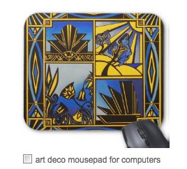 art deco blue mouse pad