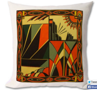 art deco orange cushion