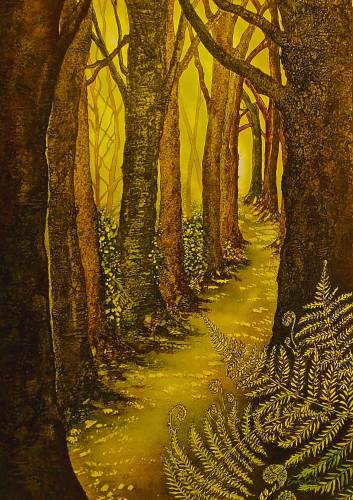 Enchanted Golden Forest Mounted Print