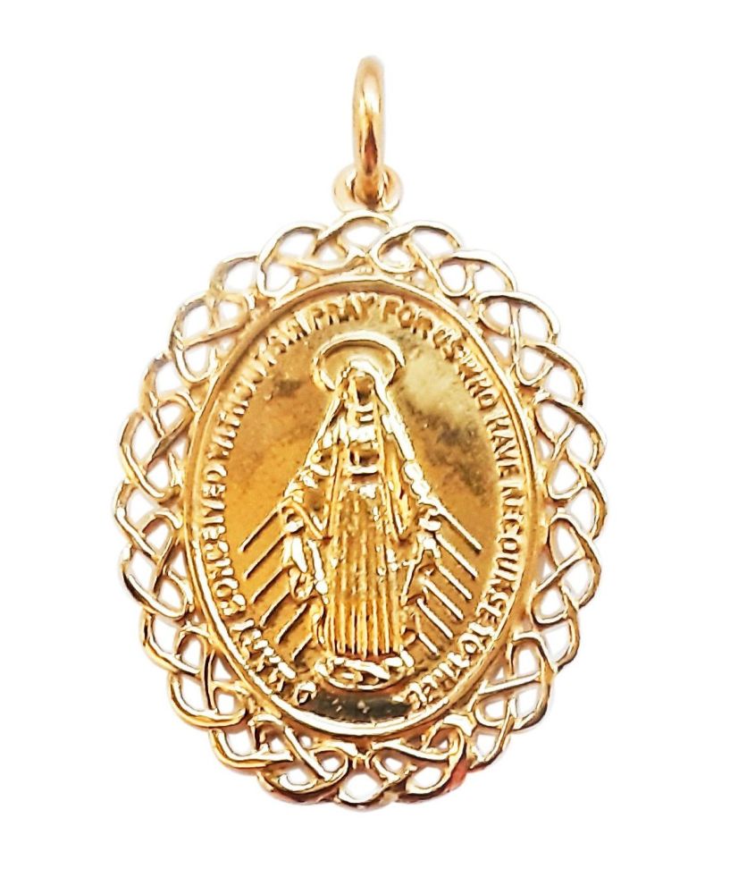 25mm 9ct Gold Celtic Miraculous Medal