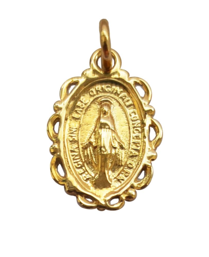 17mm 9ct Gold Miraculous Medal with fancy frame