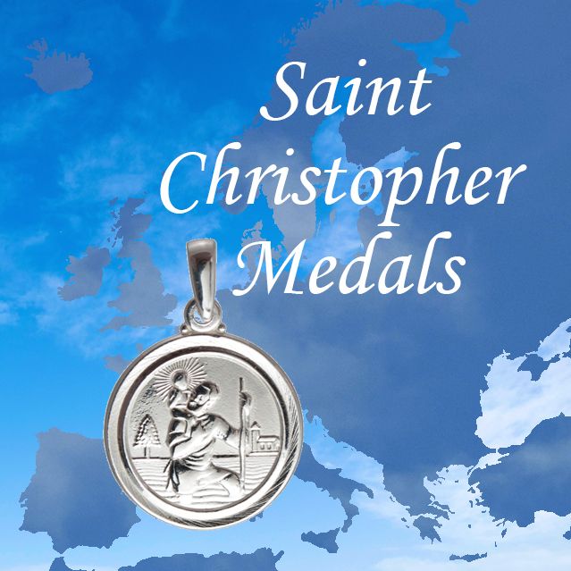 Sterling SIlver St Christopher Medal on map of Europe