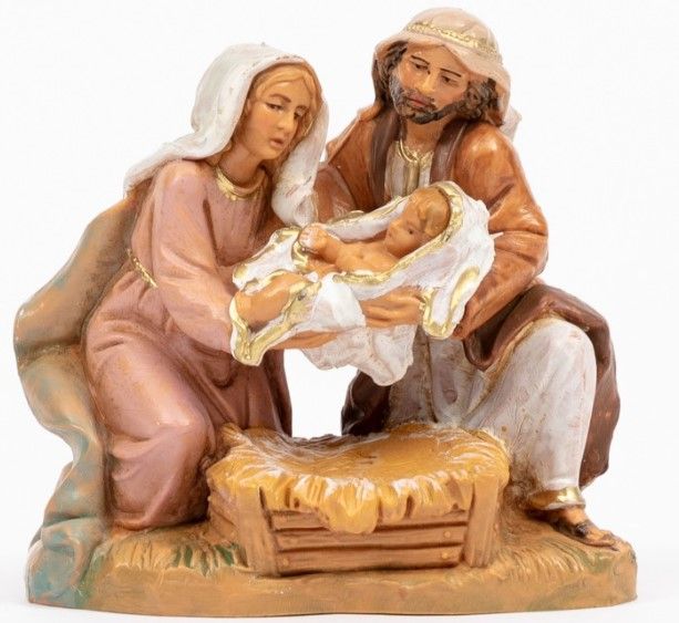 Crib, Mary and Joseph holding Infant Jesus