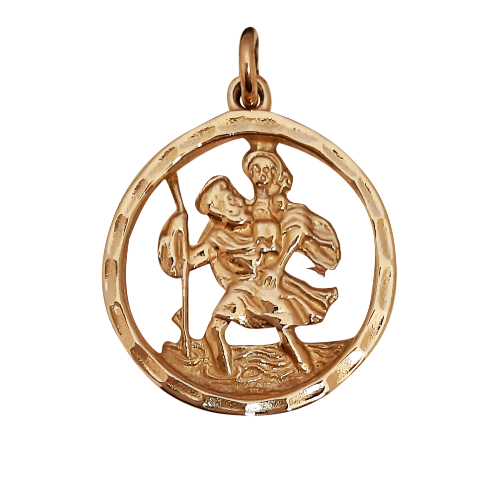 22mm 9ct gold Open St Christopher