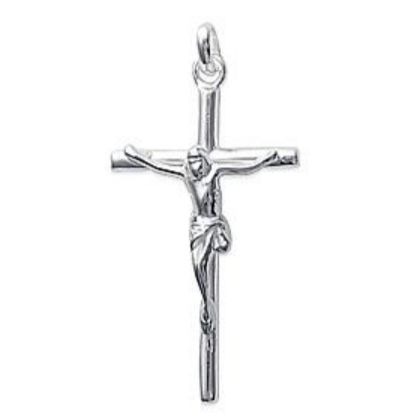 Sterling Silver 32mm Tube Profile Crucifix