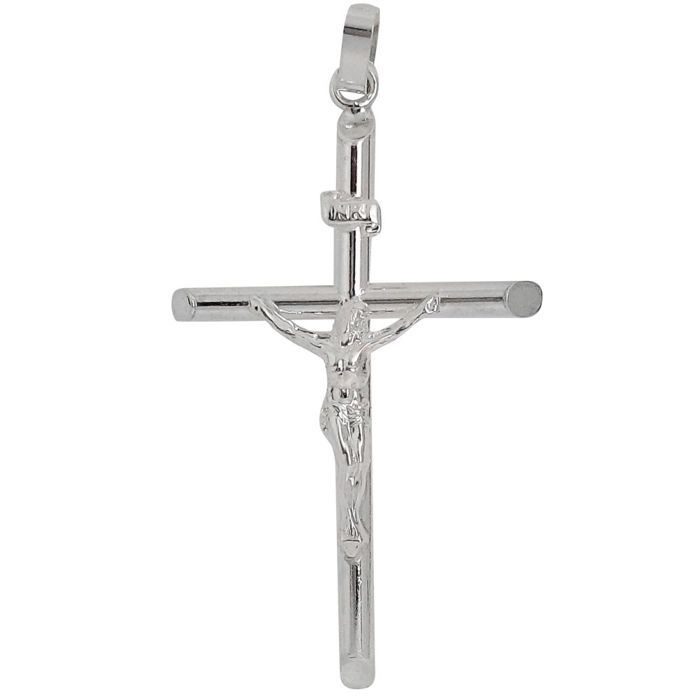 Sterling Silver 59mm Tube Profile Crucifix
