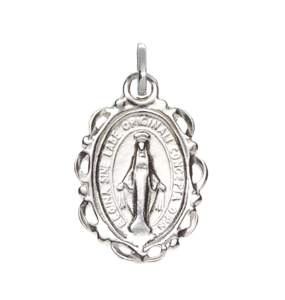 17mm 9ct White Gold Miraculous Medal
