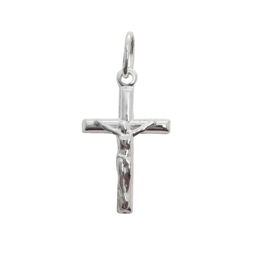 Sterling Silver 21mm Tube Profile Crucifix