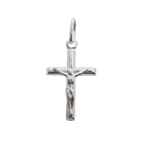 Sterling Silver 21mm Tube Profile Crucifix