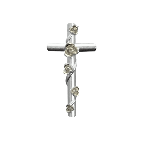 Sterling Silver Rose Cross, Medium.