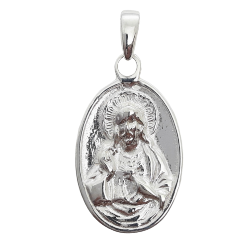 Sterling Silver Sacred Heart of Jesus Pendant