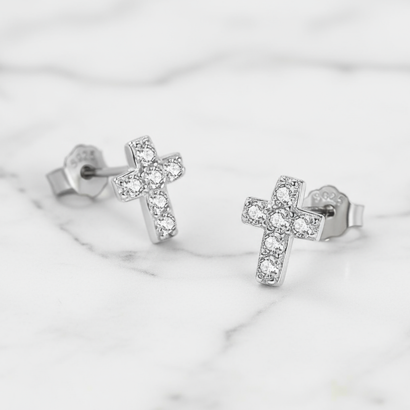 Tiny Cross Earrings