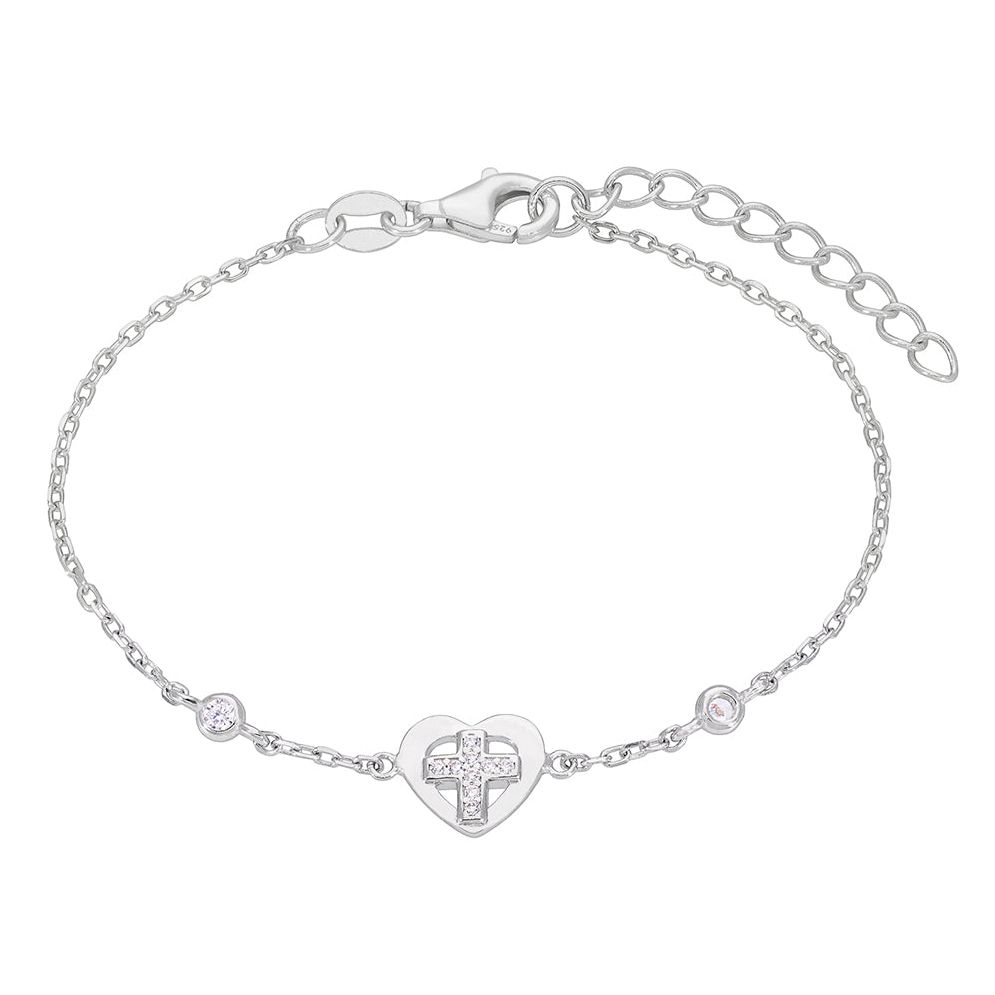 CZ Cross Heart Bracelet