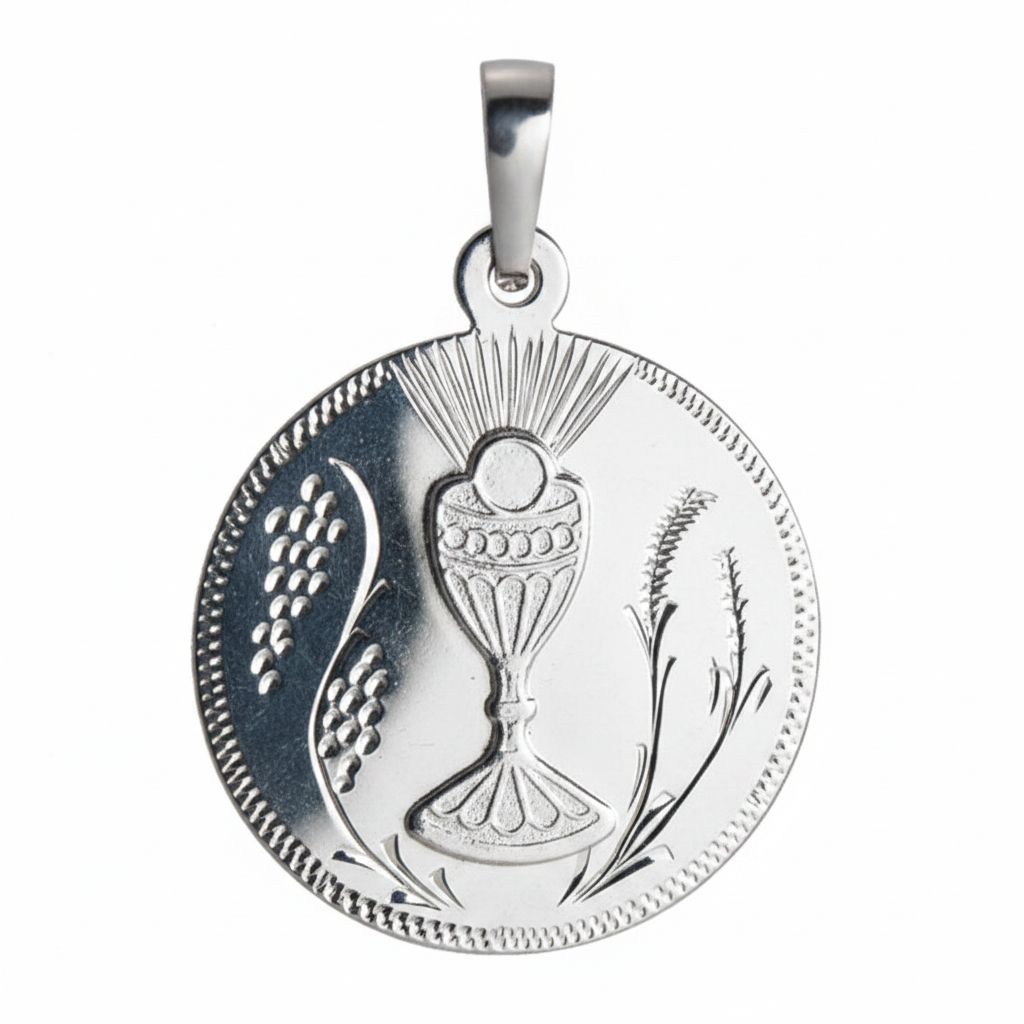 Silver Round Communion Medal