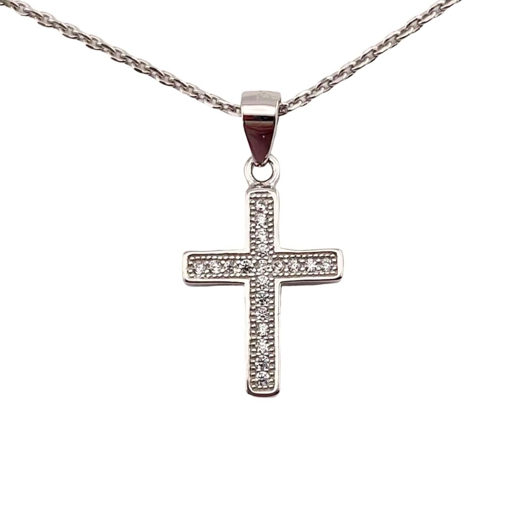 Silver CZ Cross Medium 16mm