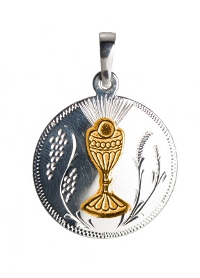 Silver Round Communion Medal