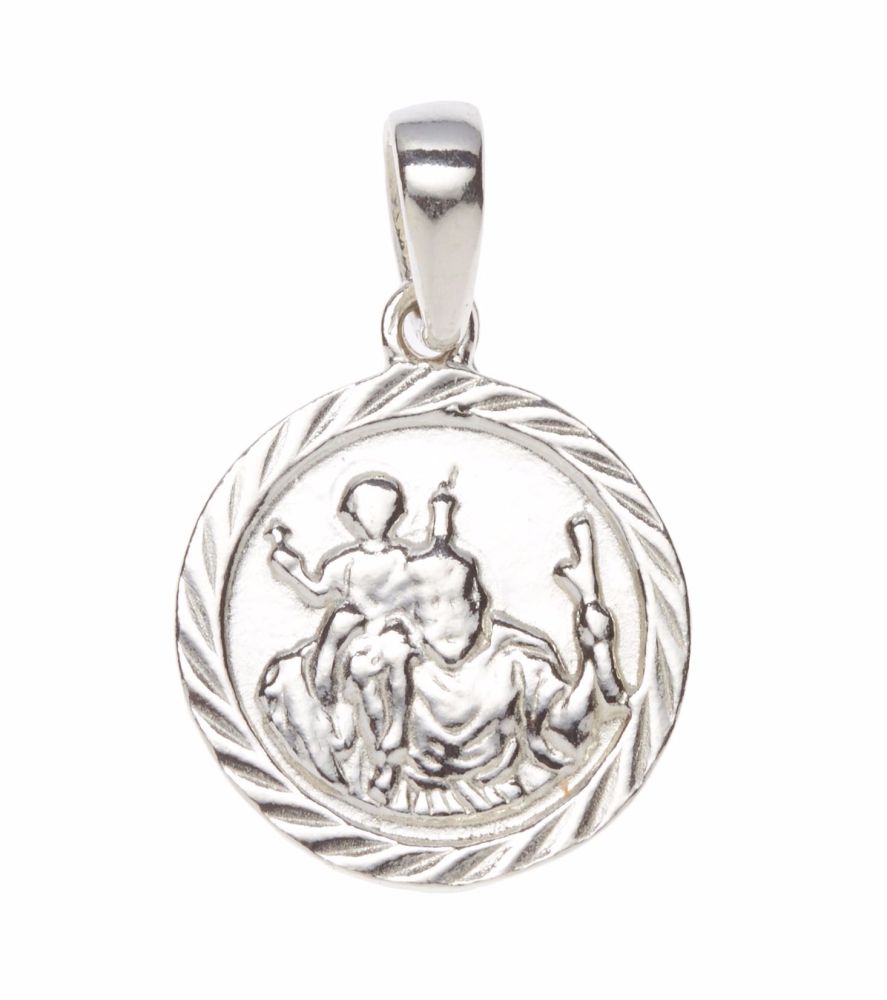 Small round St Christopher with diamond cut border
