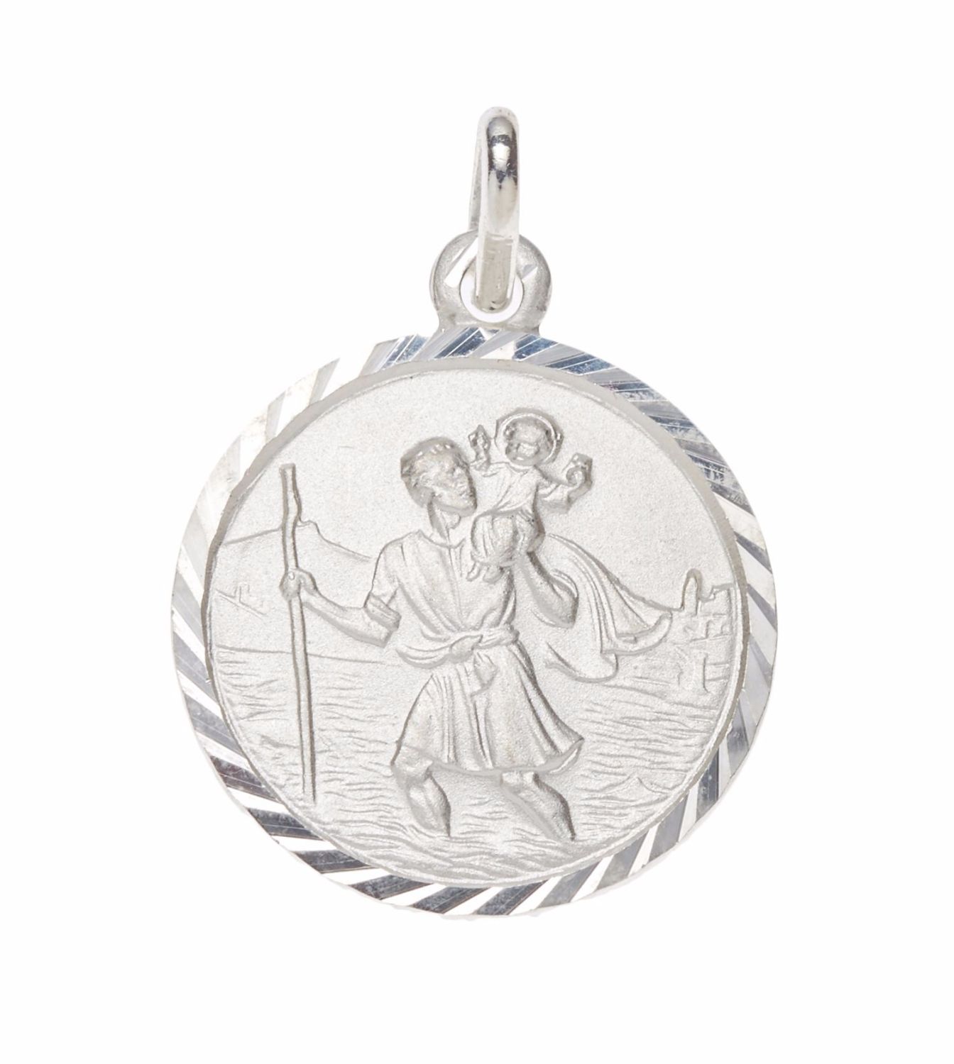 SH53044 sterling silver St Christopher medal pendant, engravable ...