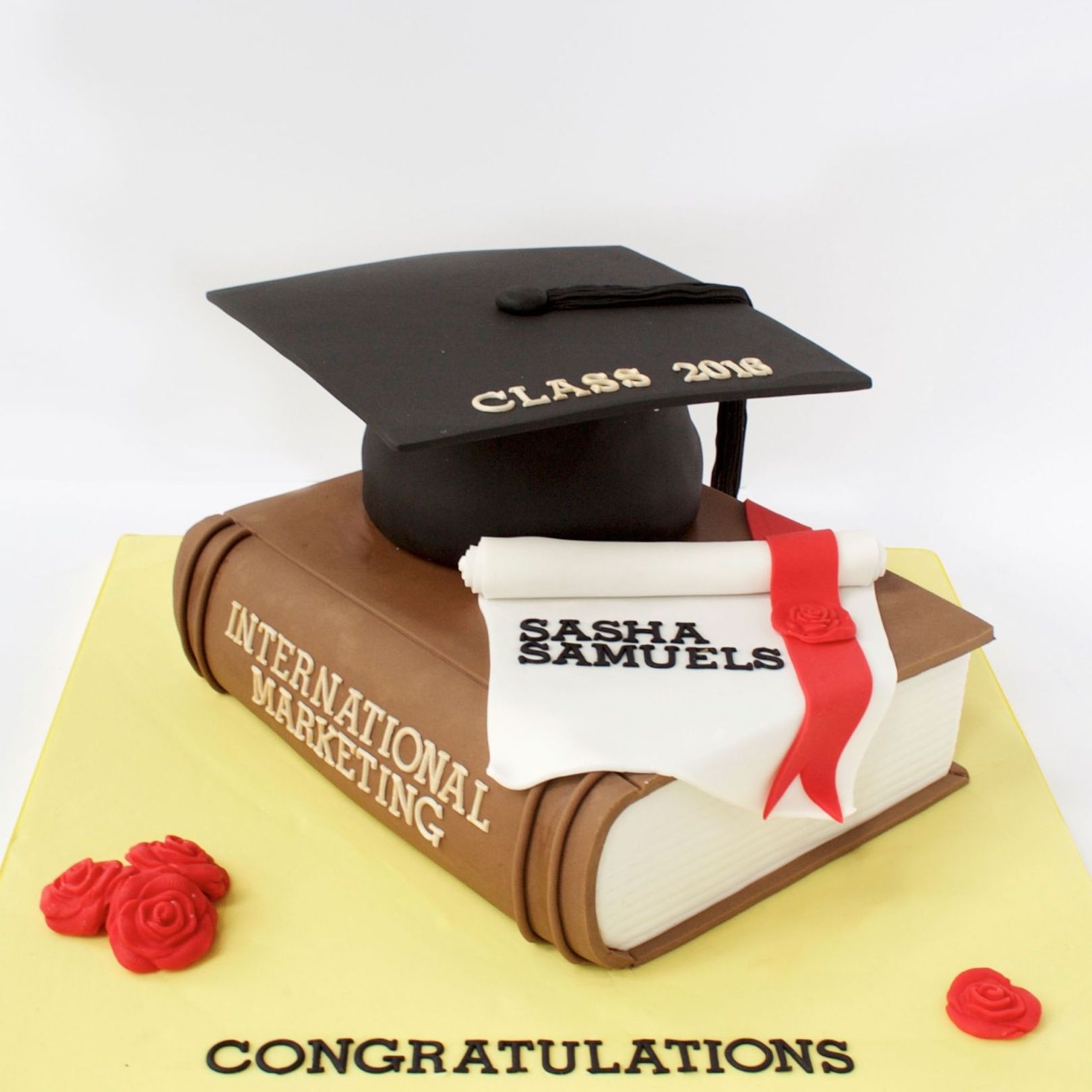 Graduation cake book and hat cup