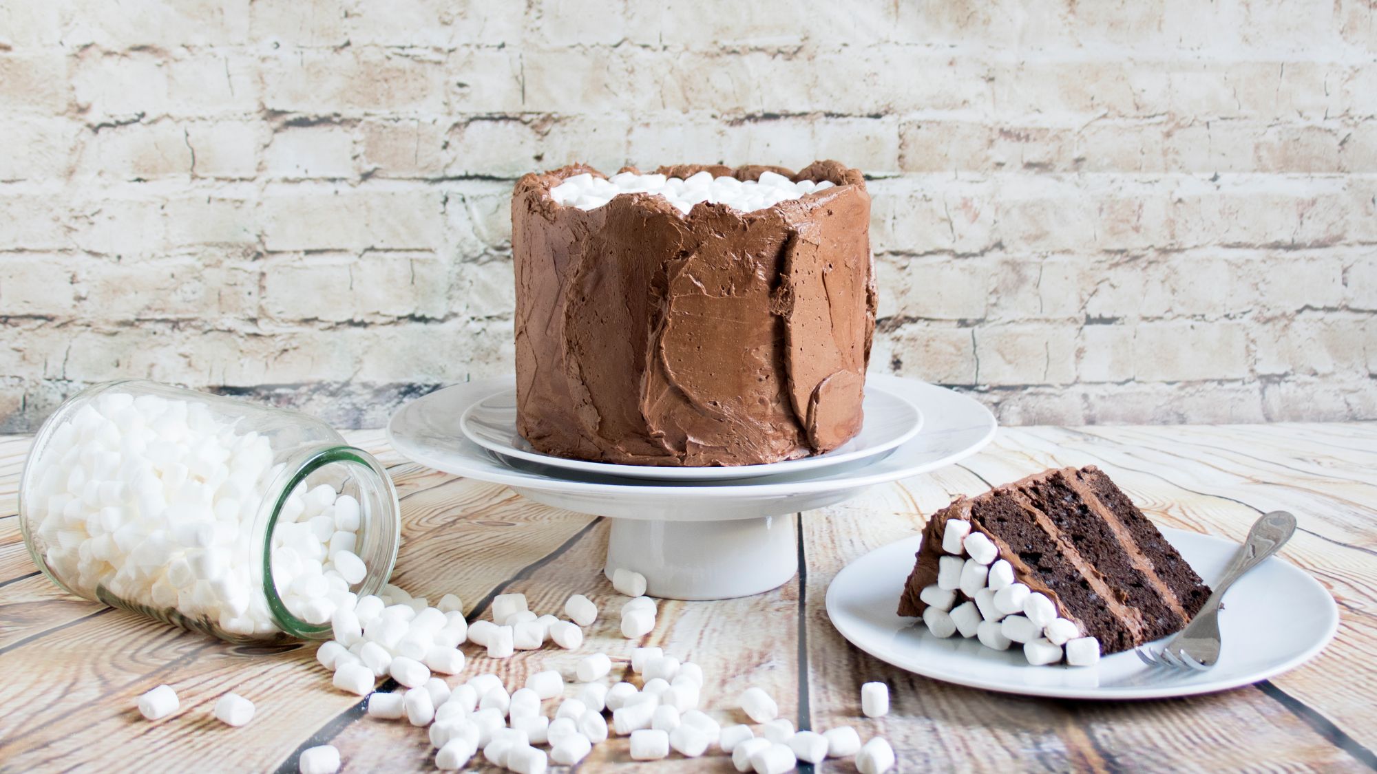 Chocolate Cake with mini marshmallows decoration