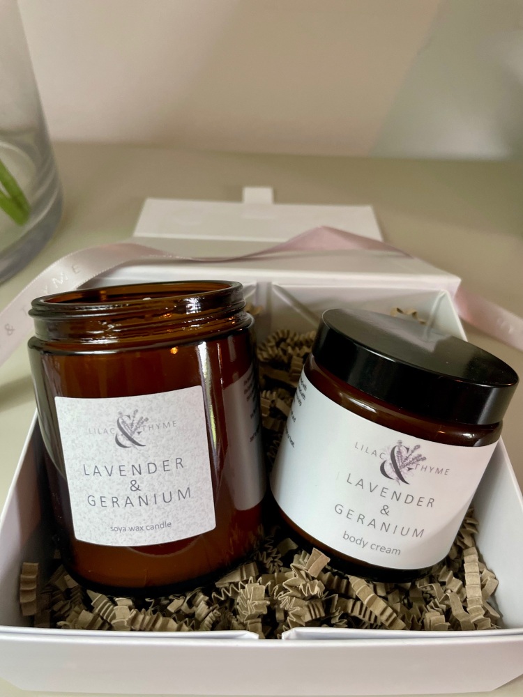 Lavender & Geranium Candle & Body Cream