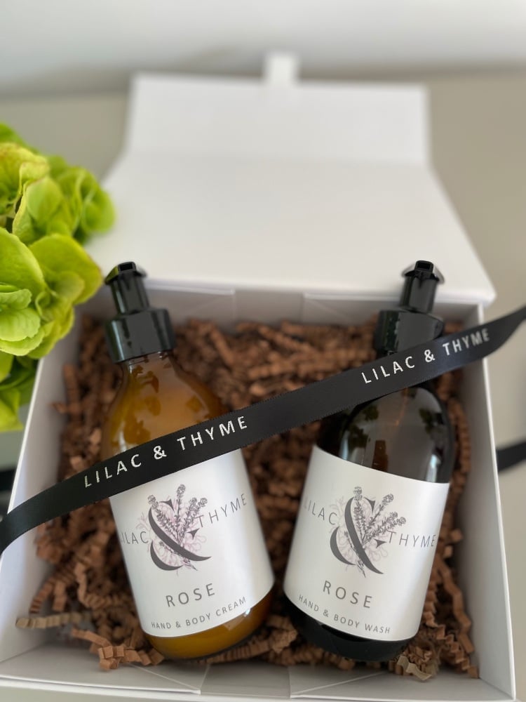 Hand and Body Wash and Cream Gift Set Rose