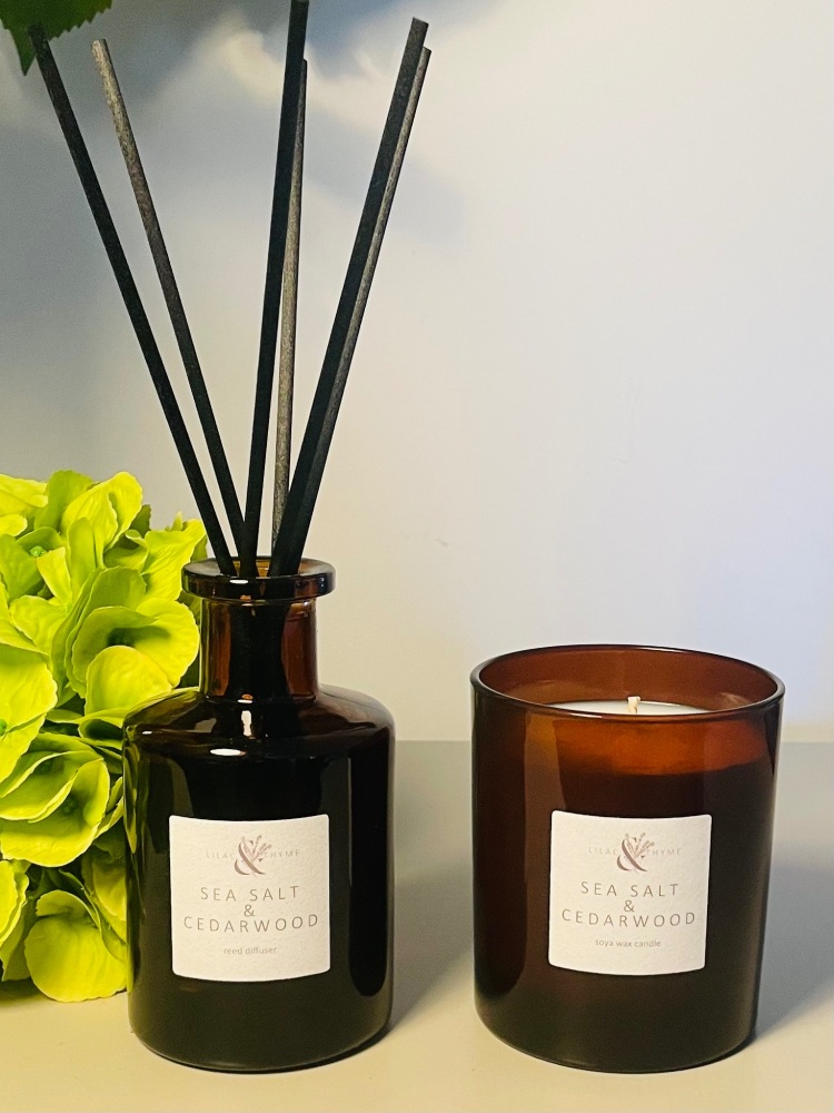 Amber Apothecary Glass 30cl Candle & 200ml Diffuser Gift Set