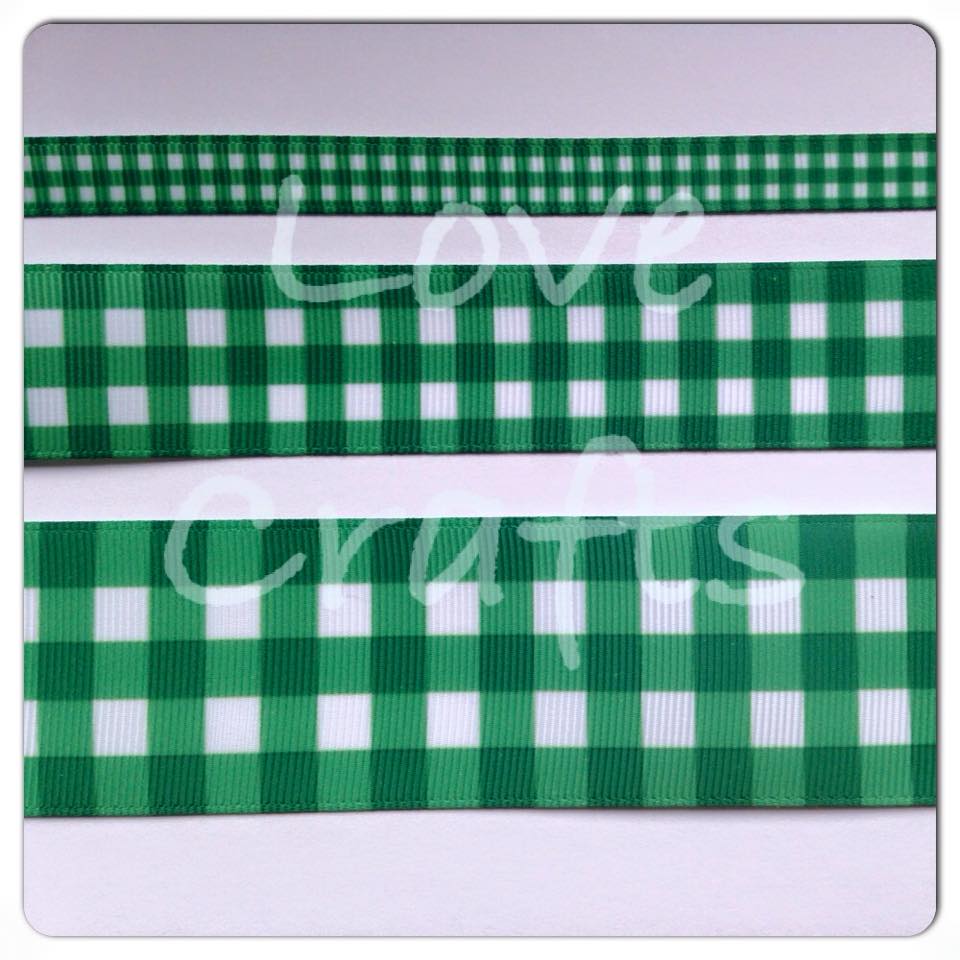 Forest Green Checked Grosgrain Ribbon