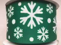 3" Green Snowflake Grosgrain Ribbon