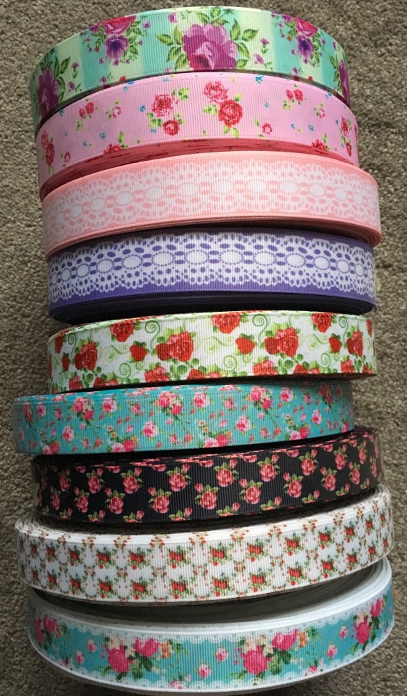 7/8" and 1" Florals Grosgrain Ribbon