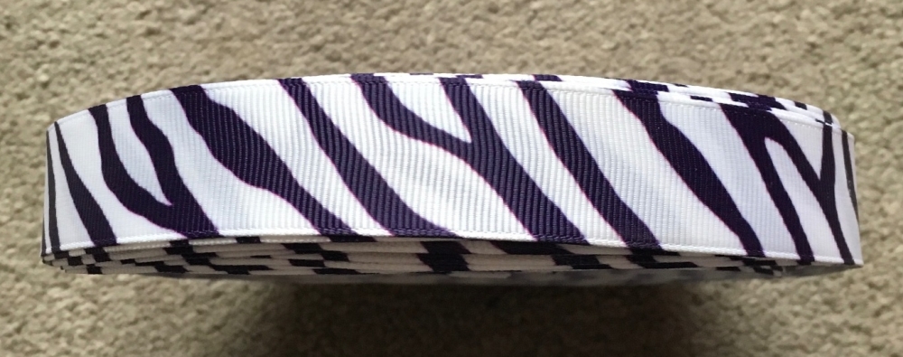 7/8" Purple & White Zebra Print Grosgrain Ribbon