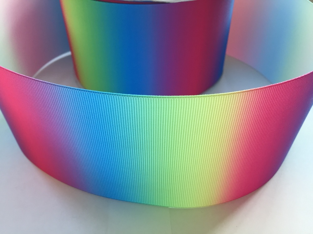 3" Vertical Rainbow Ombre Grosgrain Ribbon