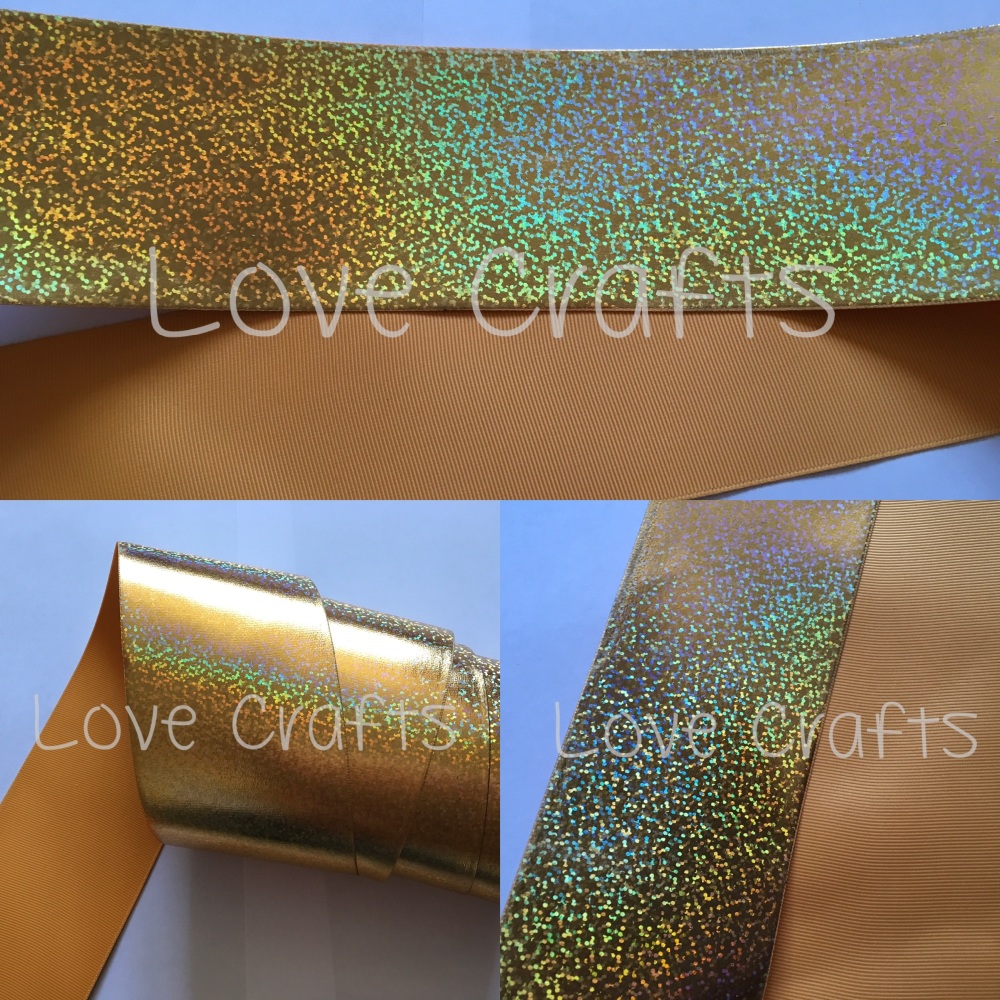 3" Gold Shizzle on Gold Grosgrain Ribbon