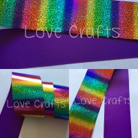 3" Rainbow Shizzle on Purple Grosgrain Ribbon