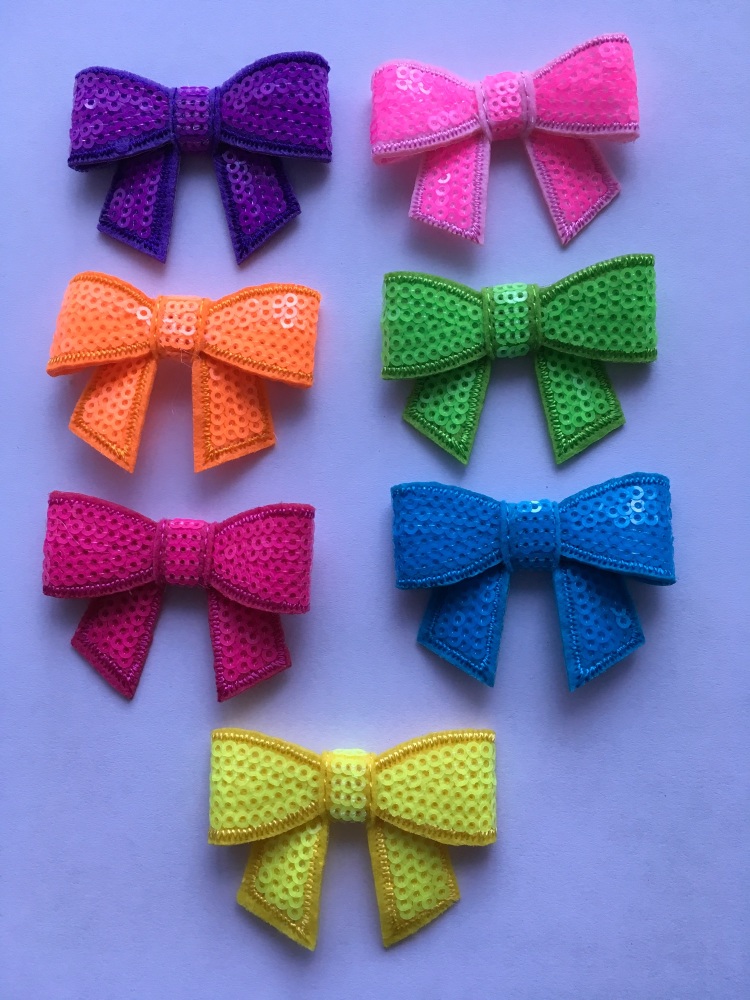 Medium Neon Sequin Bow with Tail