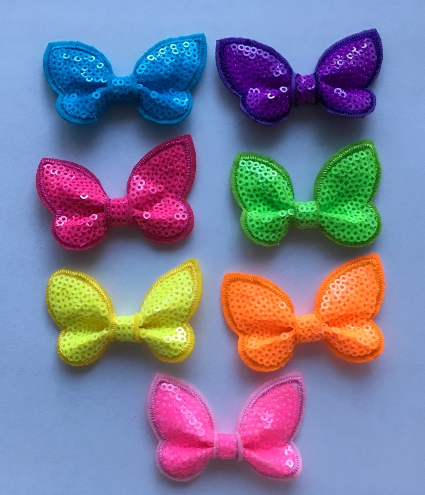 Neon Butterfly Sequin Bow