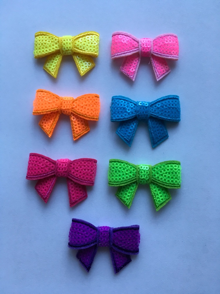 Small Neon Sequin Bow 