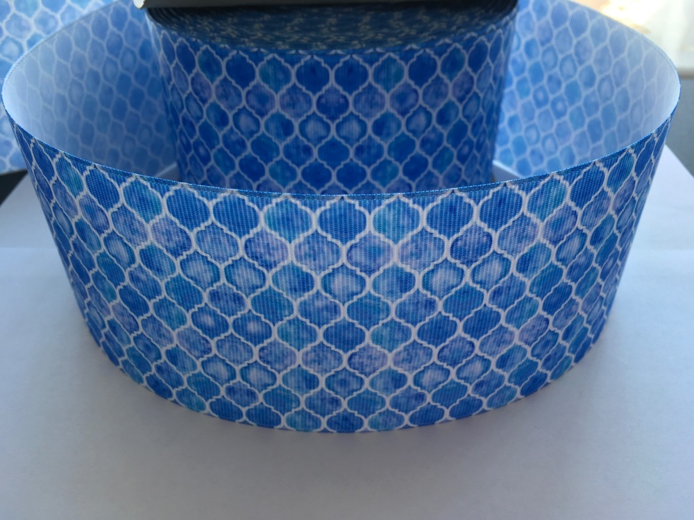 Blue Honeycomb Grosgrain Ribbon